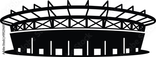 Stadium Silhouette Illustration — Sports Arena Event Venue Concert Gathering Architecture and Entertainment Theme Artwork for Stock Art Success