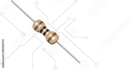 Electronic Resistor Component with Circuit Connections Illustration for Electrical Engineering, Technology Design, PCB Diagram, Hardware Systems and Digital Electronics Concept