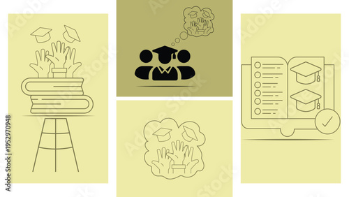 College university institution building icon style illustration for education and academic concept