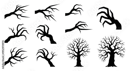 Spooky Silhouettes of Gnarled Tree Branches and Clawed Hands.