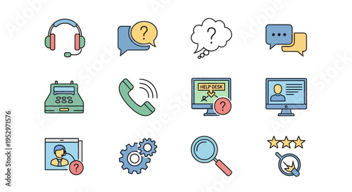 Collection of customer service icons.
