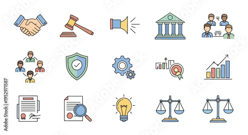 Business Law and Finance Icons.
