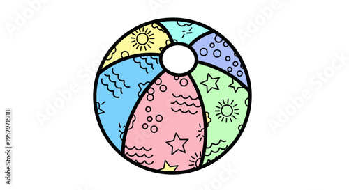 Colorful Beach Ball With Patterns.