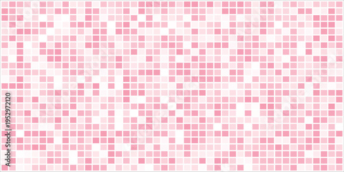 Pool tile geometric pattern with small square mosaic in various shades of pink
