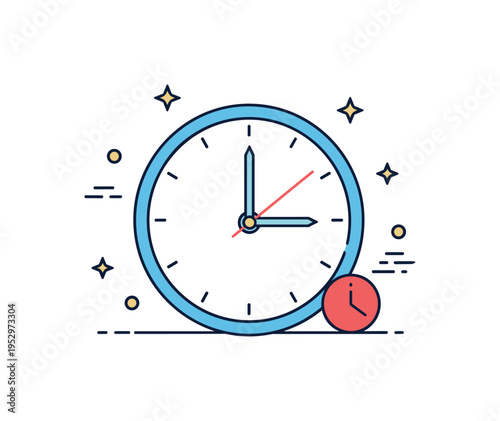 Silent clock concept sleek clock face without numbers and smooth minimal hands, representing quiet focus and distraction free environment. Minimalist flat