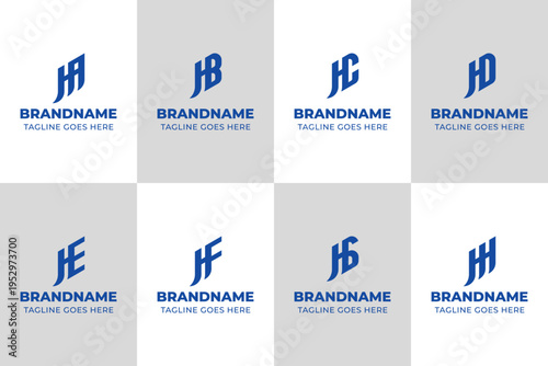 Letters HA HB HC HD HE HF HG HH Rising Logo, for AH BH CH DH EH FH GH HH Initials