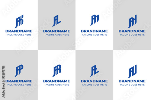 Letters AK AL AM AN AP AR AT AU Rising Logo, for KA LA MA NAPA RA TA UA Initials