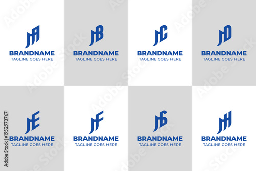 Letters MA MB MC MD ME MF MG MH Rising Logo, for AM BM CM DM EM FM GM HM Initials