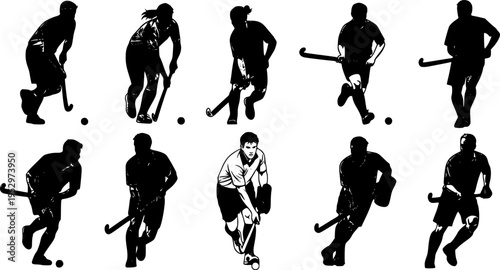 Field hockey players silhouette, Field hockey silhouettes, Hockey player silhouettes, Field hockey svg, Field hockey clipart, Field hockey vector
