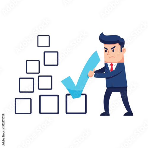 Business professional selecting a choice from multiple options