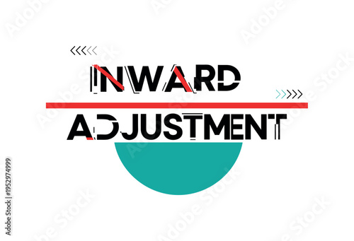 Black and white wordmark fragmented into individual letters slightly overlapping, vivid teal half circle supporting the lower typography, bright red diagonal
