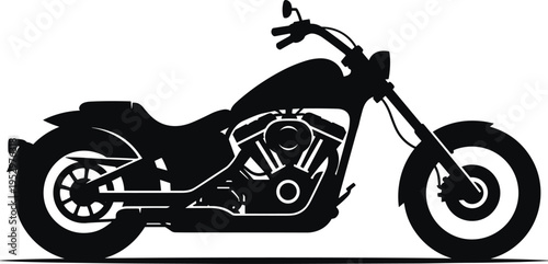 Motorcycle cruiser silhouette vector illustration design graphic, classic bike culture adventure lifestyle art concept, black and white decorative creative collection
