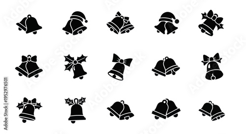 Collection of Festive Christmas Bells with Decorative Accents.