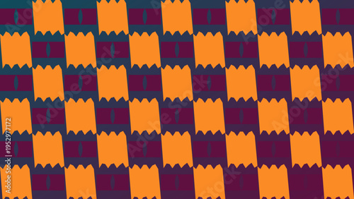 Abstract Checkered Pattern in Orange and Purple