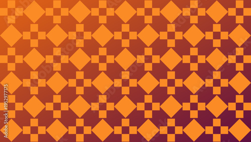 Orange Diamond and Cross Pattern on Gradient Background