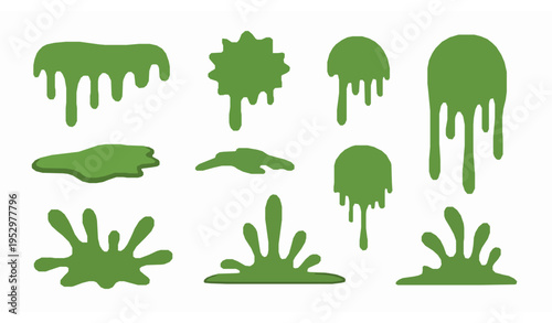 Cute Halloween Slime Splatter and Goo Drip Vector Elements Set