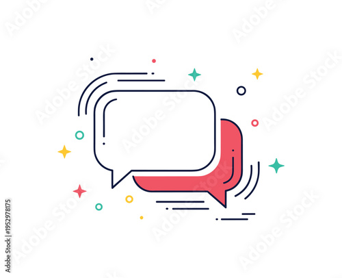 Hollow speech bubble communication theme centered on an outlined chat icon with an empty interior and subtle echo lines around it. A clear representation of