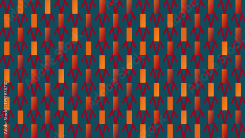 Repeating Arrow and Rectangle Pattern on Teal