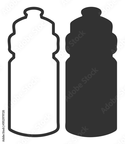 Two water bottles container icon in flat design on transparent background