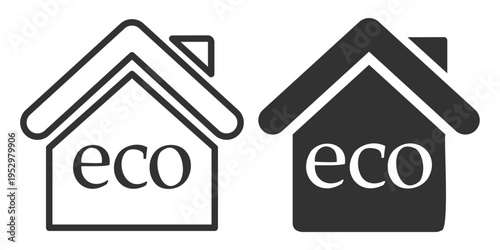 eco house icon outline and solid design on transparent background
