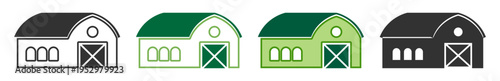 Barn farm building agriculture outline set icon on transparent background