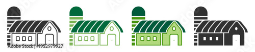 Barn farm icon with silo building agriculture rural on transparent background