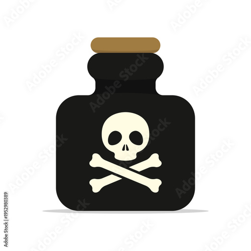 Small bottle of poison icon. Colored silhouette. Front and side view. Vector simple flat graphic illustration. Isolated object on a white background.