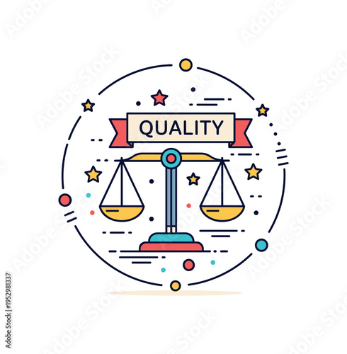 Equality rally badge showing balanced scale icon combined with a protest banner, representing fairness, rights, and social reform movements. Clean circular