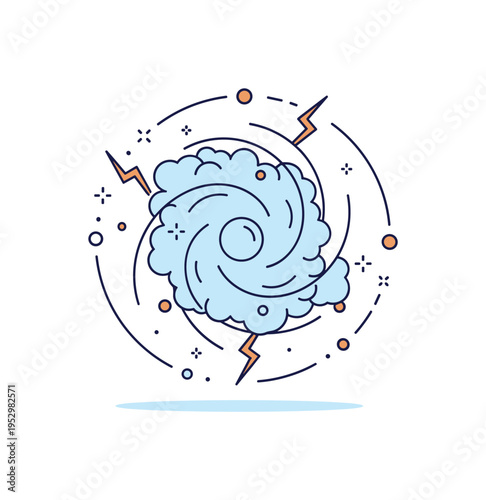 Ionized gas concept bright swirling cloud with subtle lightning streaks forming a compact circular composition, symbolizing the fourth state of matter and
