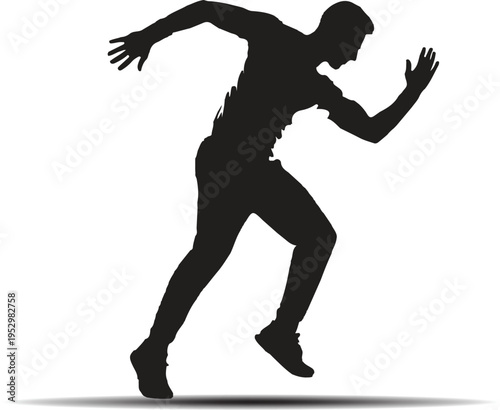 Silhouette of a man running quickly in a dynamic pose