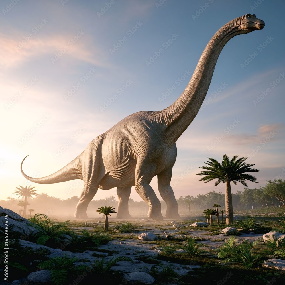 Fototapeta premium Massive Argentinosaurus in Prehistoric Landscape