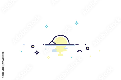 Winter light reflection snow surface with a subtle mirrored sun glow and tiny bright accents, symbolizing clarity, cold brightness, and seasonal renewal.