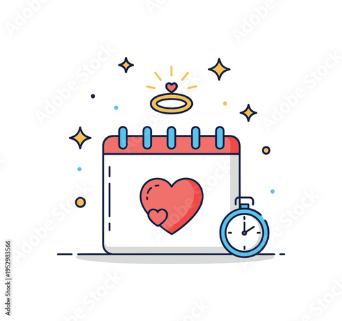 Anniversaries and milestone moments in relationships elegant calendar page marked with a heart and a small glowing ring above it, expressing cherished memories