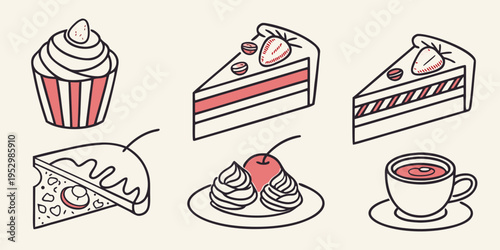 Various desserts and a cup of coffee cupcake cake pastry