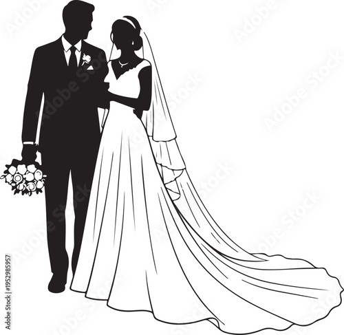 Silhouette of a wedding couple on their special day