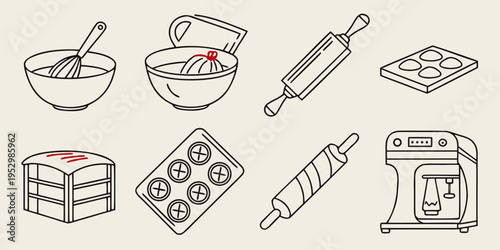 Baking equipment and tools for cooking and mixing kitchen