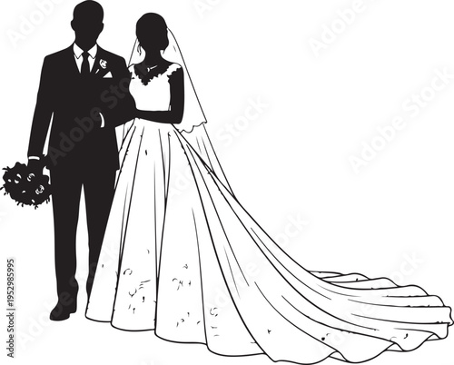 Silhouette of a wedding couple on their special day