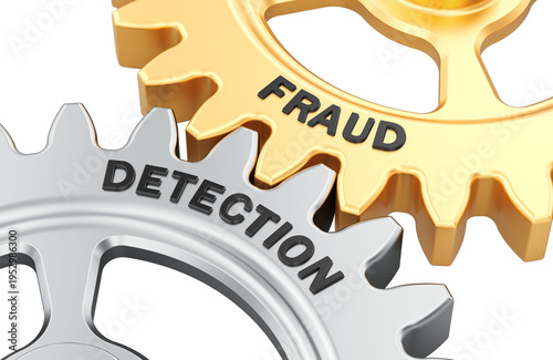 Fraud Detection concept with interlocking gears, 3d rendering