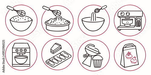 Baking including mixing bowls, whisk, microwave, mixer, and baking supplies baking mixing bowls