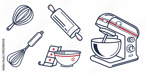 Baking tools and mixer line whisk rolling pin bowl