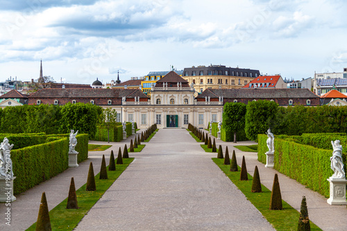 Historic Belvedere Palace in Vienna with artistic sculptures and manicured garden design