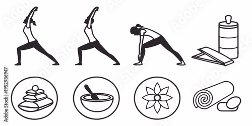 Yoga including people and accessories fitness exercise wellness health