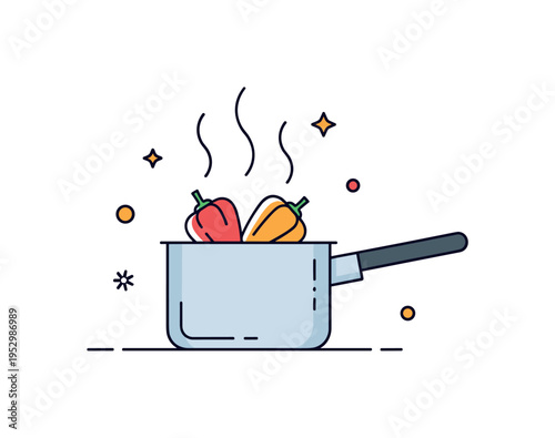 Quick minimalist meal saucepan with gentle steam rising and only two visible ingredients inside, illustrating efficiency and comfort in fast homemade dishes.