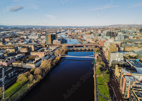 Photos Glasgow Scotland: 13th Feb 2026: Caledonian Railway Bridge, King George V Bridge, Glasgow Bridge over River Clyde, with buildings lining the waterfront
