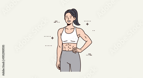 A confident woman showcasing her fitness in a minimalist style, ideal for health and wellness themes