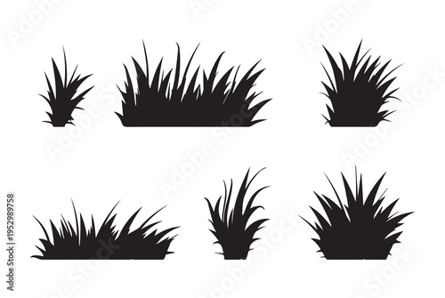 Hand-Drawn Grass and Rock Elements Vector Set for Nature-Themed Illustration Designs