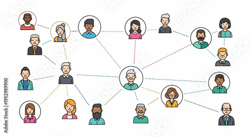 Diverse People Network Connection Vector Illustration