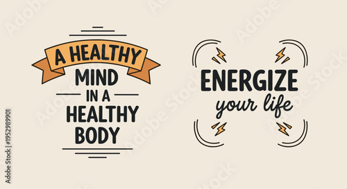 A motivational typography illustration featuring inspiring quotes in a modern, vibrant style, suitable for wellness themes