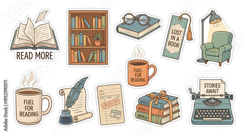 Vector illustration of various reading and writing icons