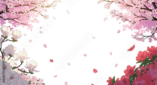 Spring Blossom Canopy with Falling Petals